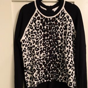 ALC Ponte Leopard Sweater Double Zipper SZ M